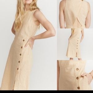 Marine Layer Striped Linen Blend Midi Sundress